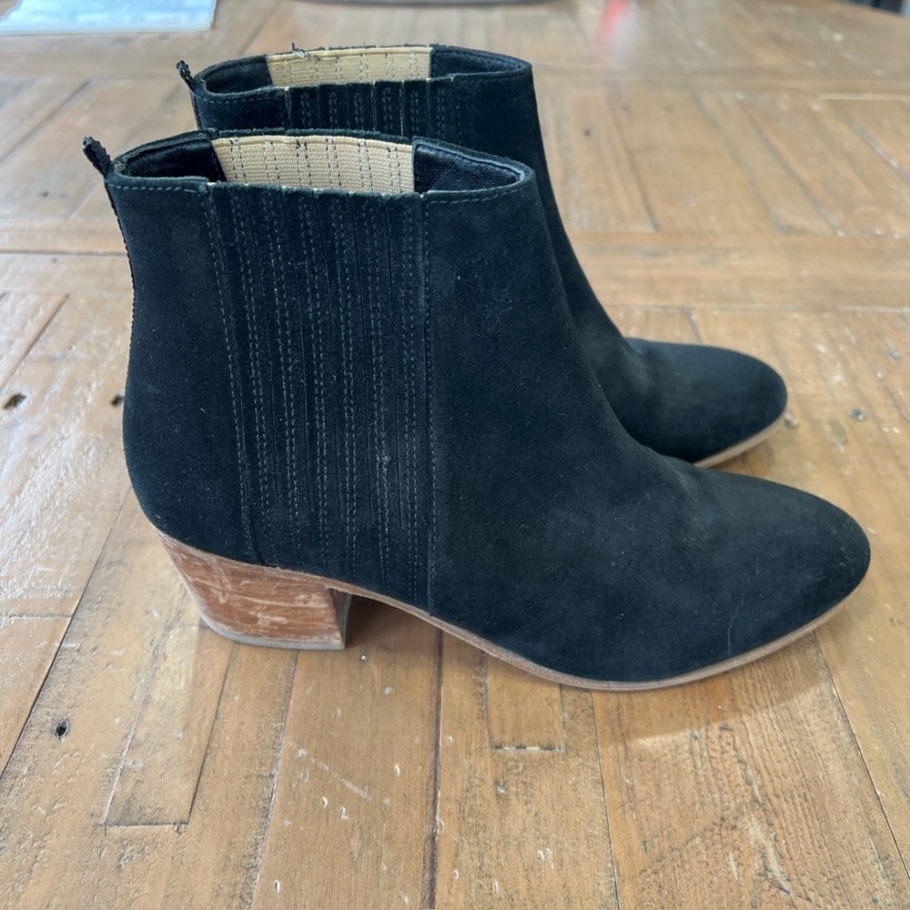 Boden Alford Black Suede Alford Boots Women’s US 8 UK 29 Block Heel Almond Toe